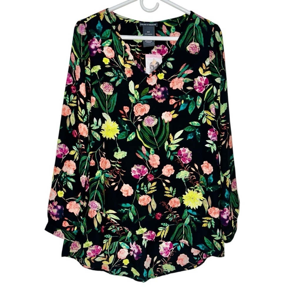 Chelsea And Theodore Black Floral Top